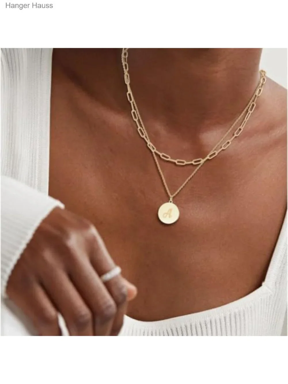 18K Gold Plated Layered Necklace Set 3Pc Stackable Heart Pendant